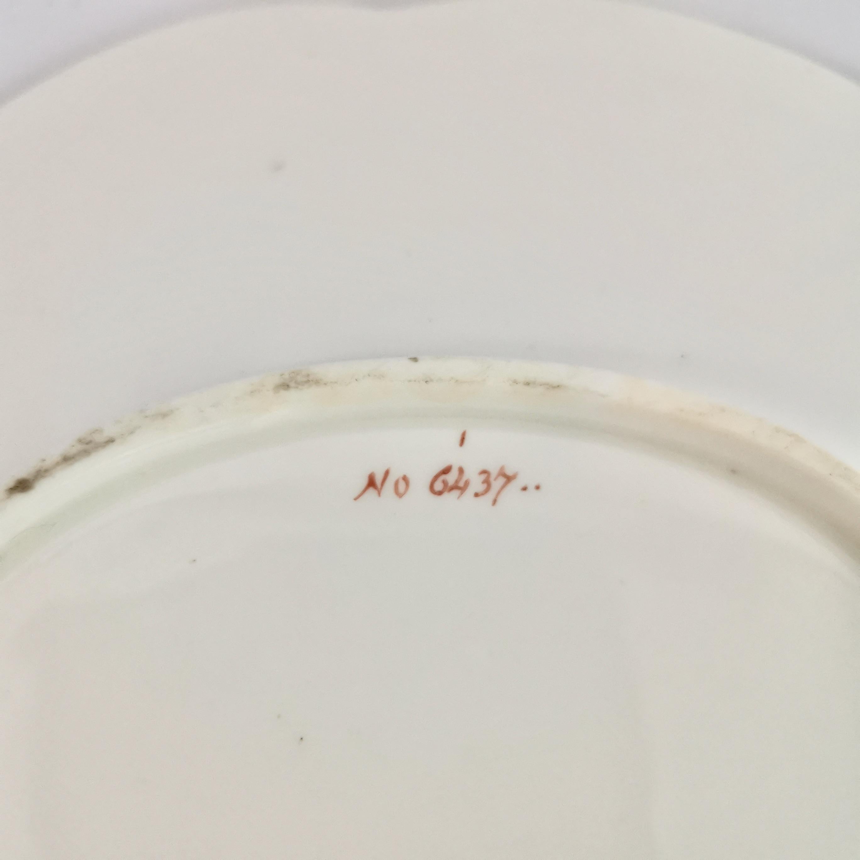 Samuel Alcock Porcelain Cake Plate, Peach Ground with Fine Birds, Victorian 1845 6