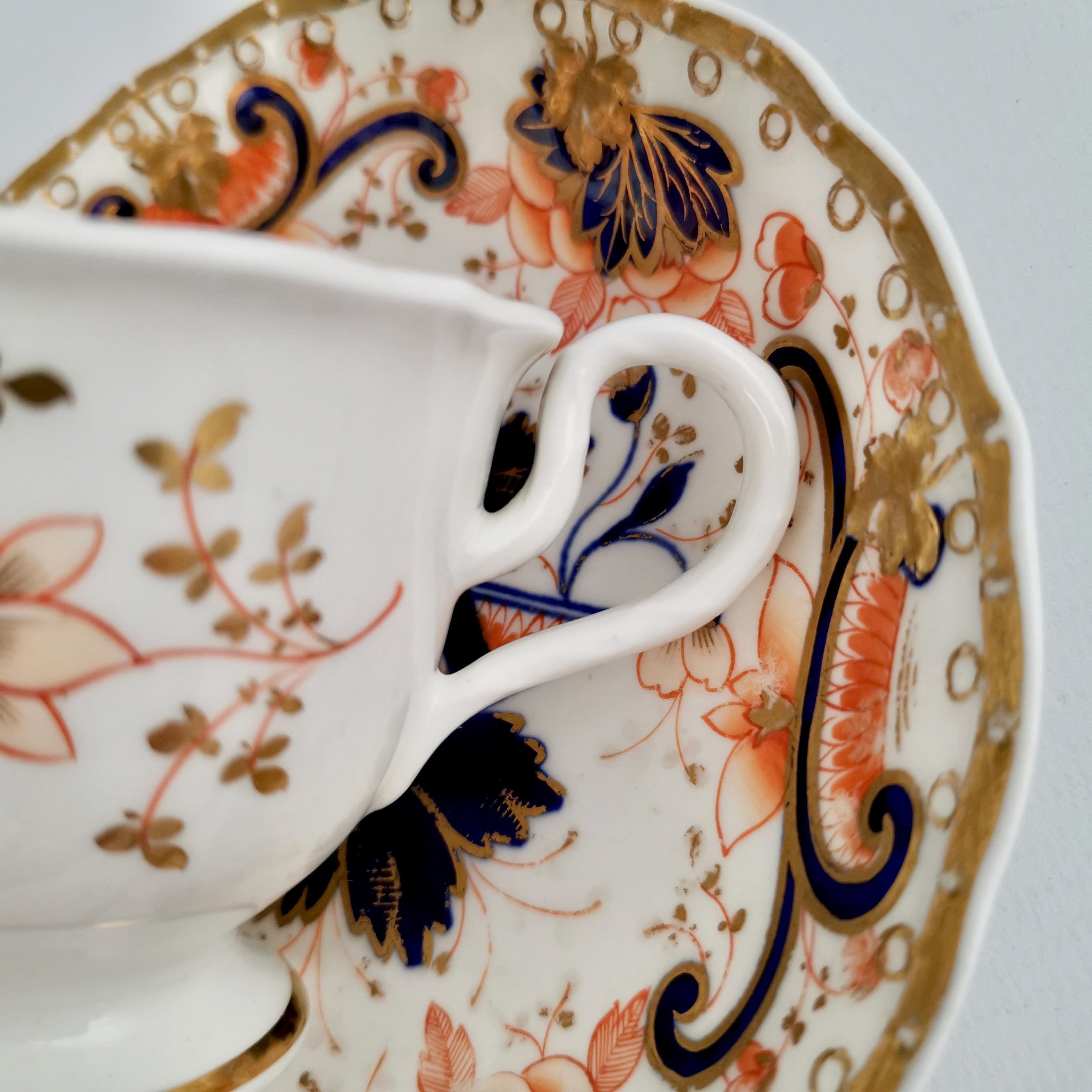 Samuel Alcock Porcelain Coffee Cup, Orange Imari Flowers, Rococo Revival ca 1830 For Sale 2