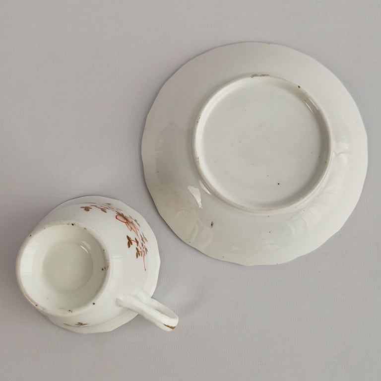 Samuel Alcock Porcelain Coffee Cup, Orange Imari Flowers, Rococo Revival ca 1830 For Sale 7
