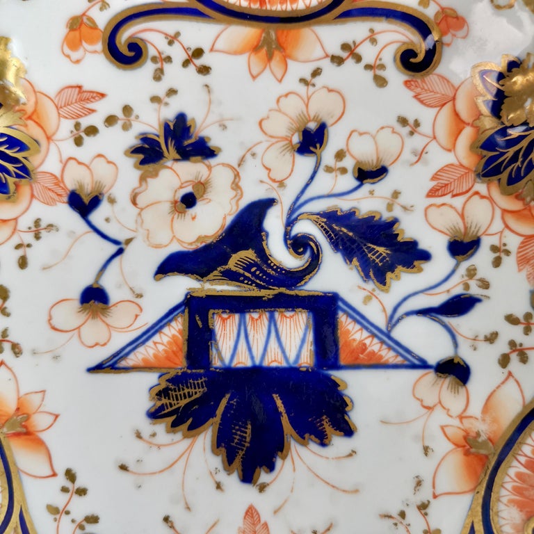Samuel Alcock Porcelain Coffee Cup, Orange Imari Flowers, Rococo Revival ca 1830 For Sale 3