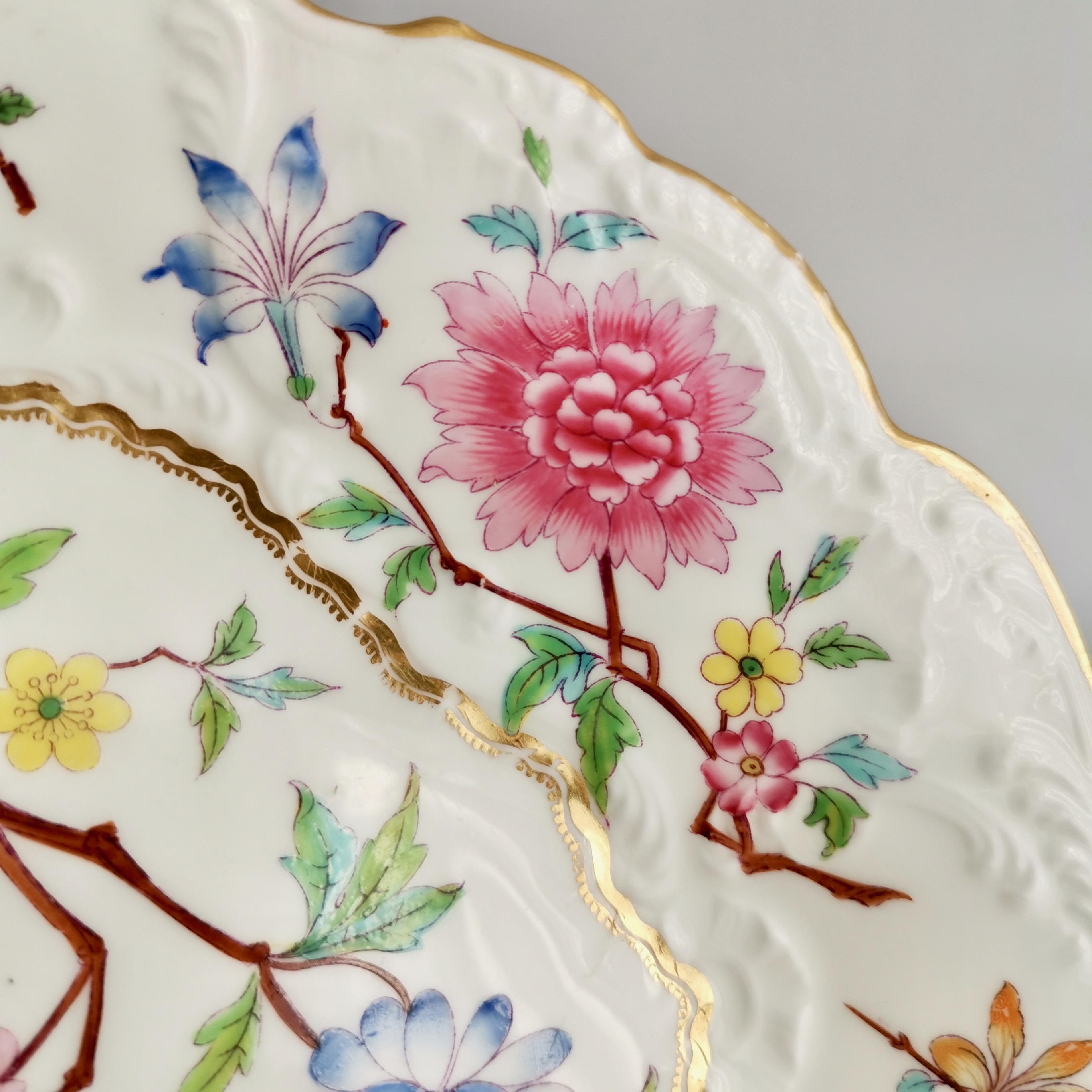 Samuel Alcock Porcelain Dish, Chinoiserie Flowers, Rococo Revival ca 1828 3