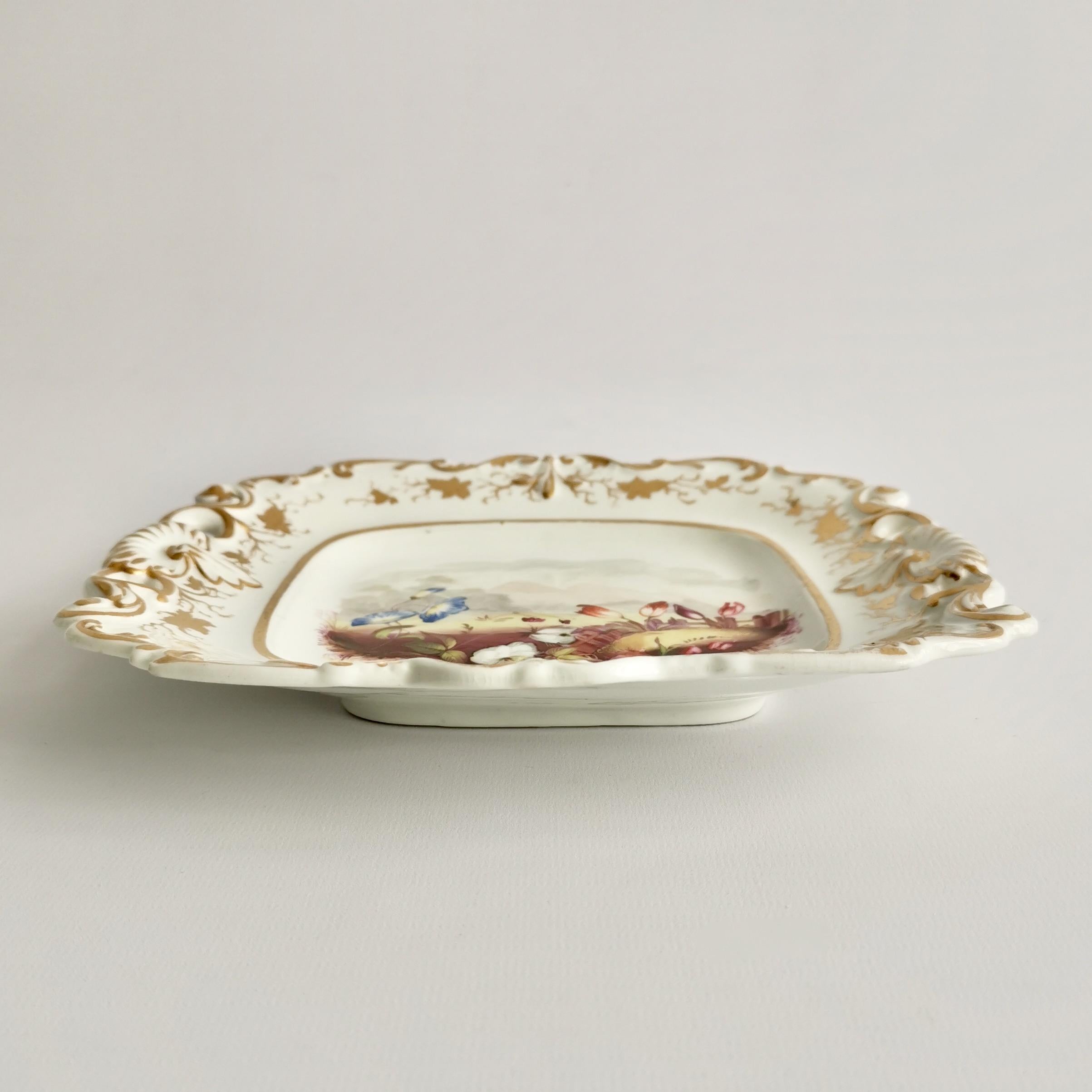 Samuel Alcock Plate, Inverted Shell, Flowers, Provenance G.A.Godden Regency 1822 For Sale 2