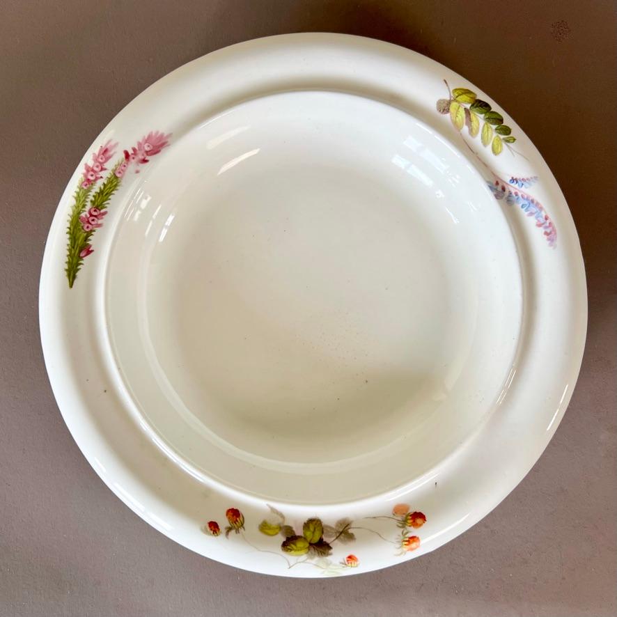 Samuel Alcock Porcelain Muffin Dish, White, Flowers by William Pollard, ca 1826 For Sale 1
