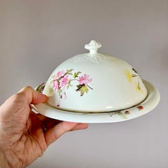 Samuel Alcock Porcelain Muffin Dish, White, Flowers by William Pollard, ca 1826