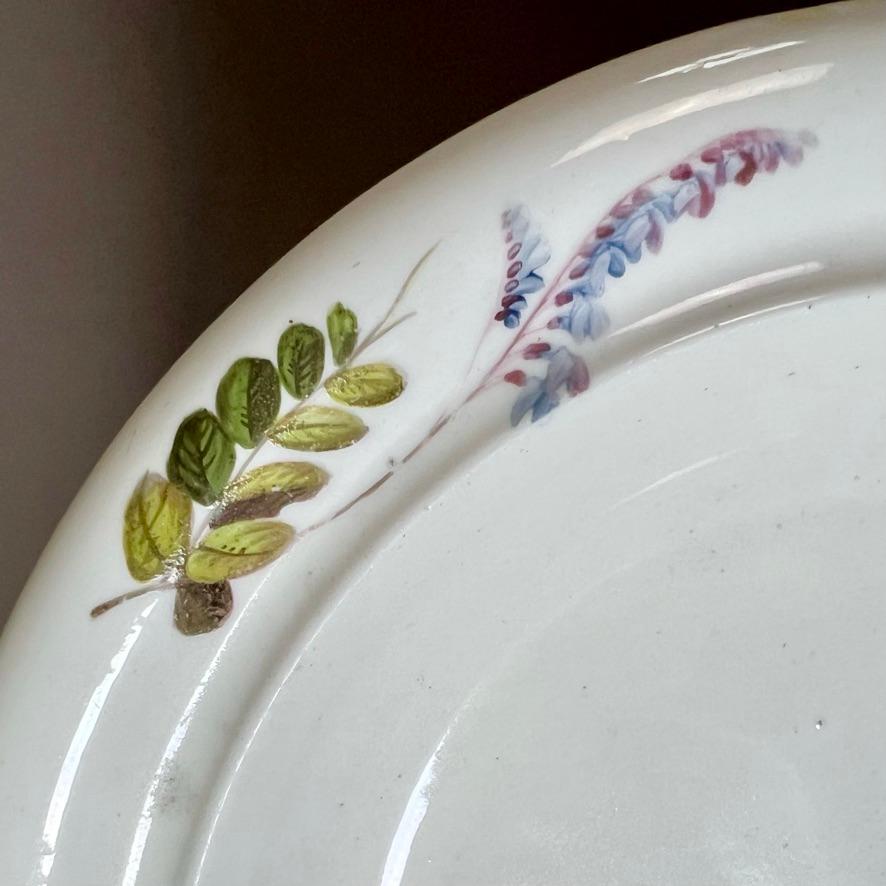 Early 19th Century Samuel Alcock Porcelain Muffin Dish, White, Flowers by William Pollard, ca 1826 For Sale