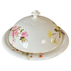 Samuel Alcock Porcelain Muffin Dish, White, Flowers by William Pollard, ca 1826