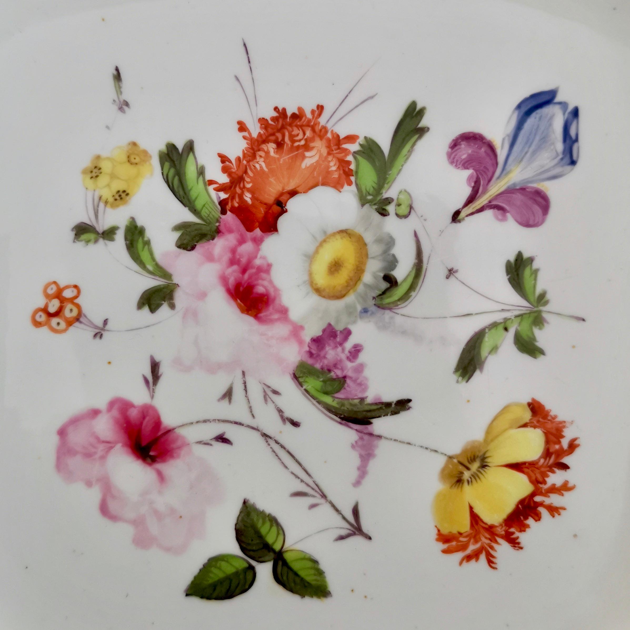 Regency Assiette en porcelaine de Samuel Alcock, marron avec fleurs, Régence, vers 1825 en vente