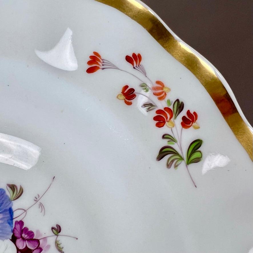 Early 19th Century Samuel Alcock Porcelain Plate, Wave Edge White with Flower Sprays, ca 1823