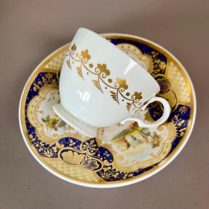 Samuel Alcock Porcelain Solitaire Tea Set, Cobalt Blue, Gilt, Landscapes, ca1825 For Sale 7