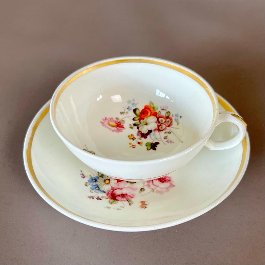 Regency Samuel Alcock Porcelain Teacup, White with Flower Sprays, ca 1823 For Sale