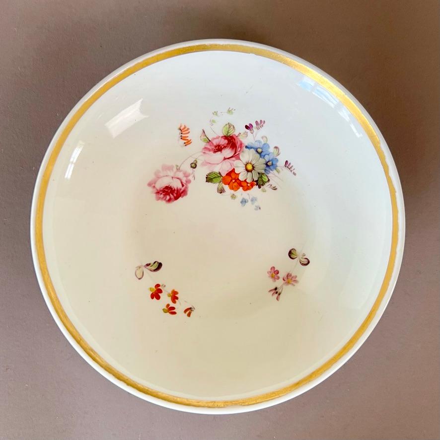 Hand-Painted Samuel Alcock Porcelain Teacup, White with Flower Sprays, ca 1823 For Sale