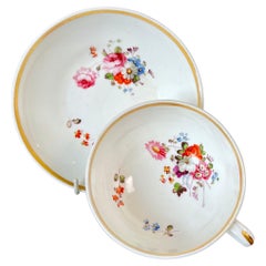 Vintage Samuel Alcock Porcelain Teacup, White with Flower Sprays, ca 1823