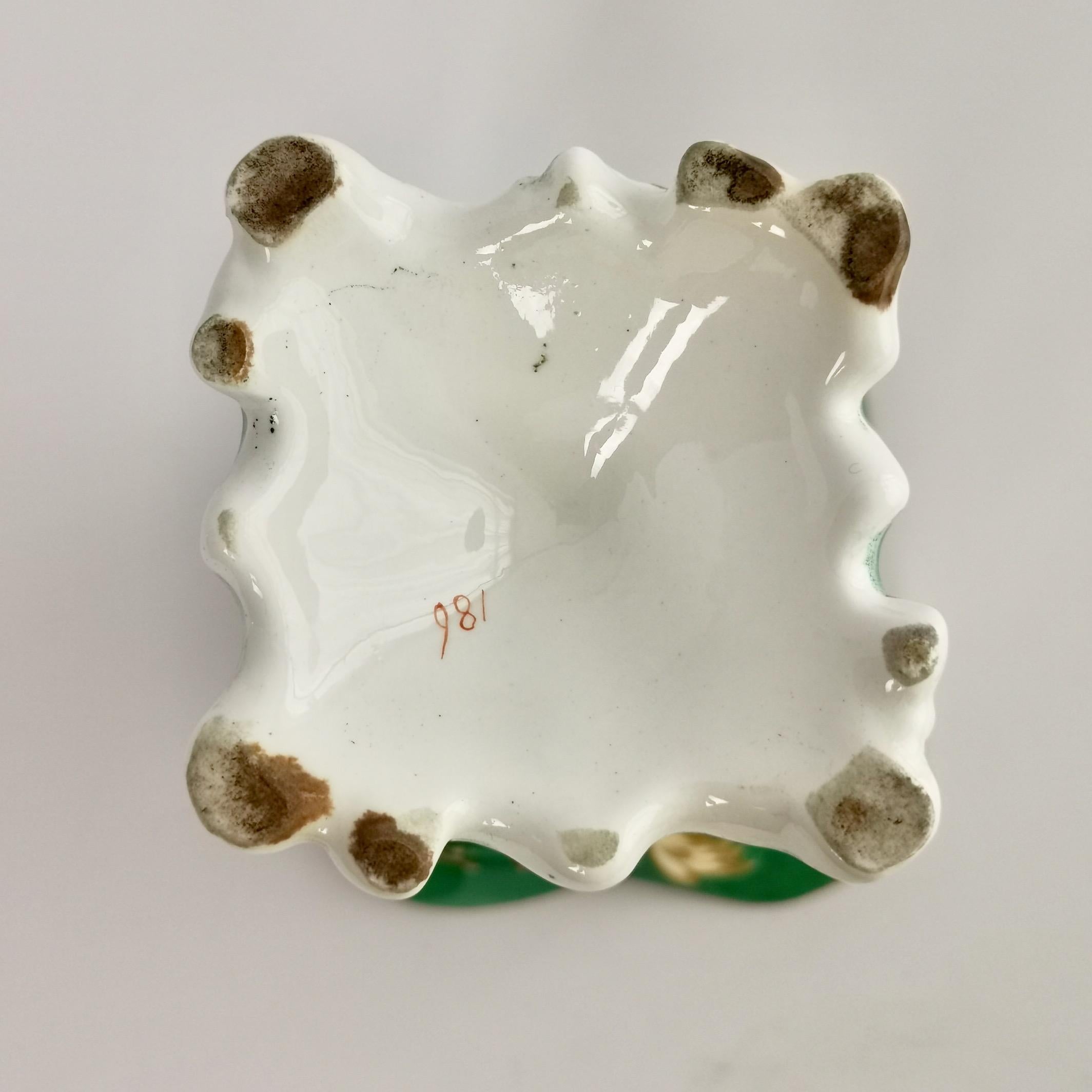 Samuel Alcock Porcelain Vase, Green with Swan Handles, Rococo Revival circa 1840 6