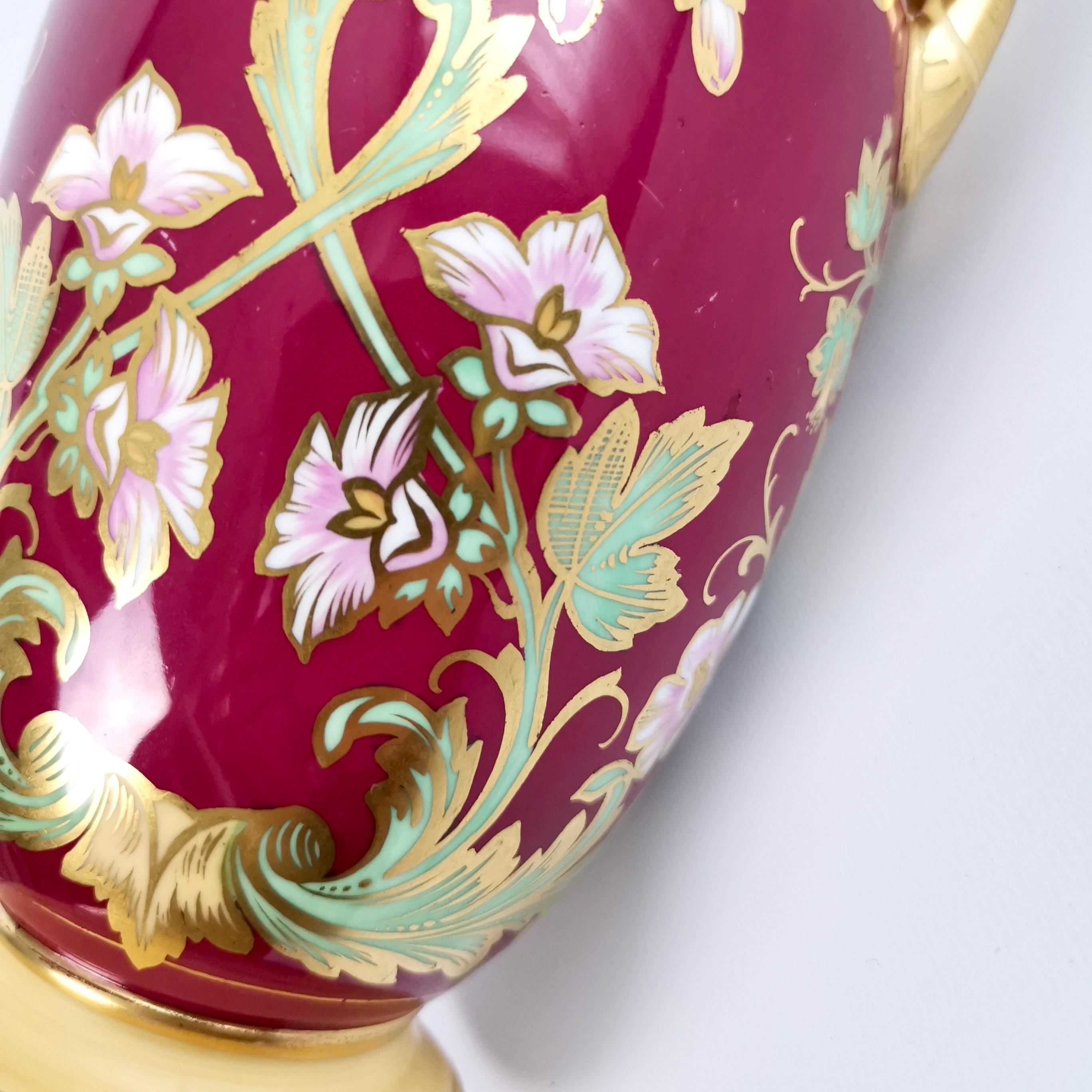 Samuel Alcock Porcelain Vase, Maroon 