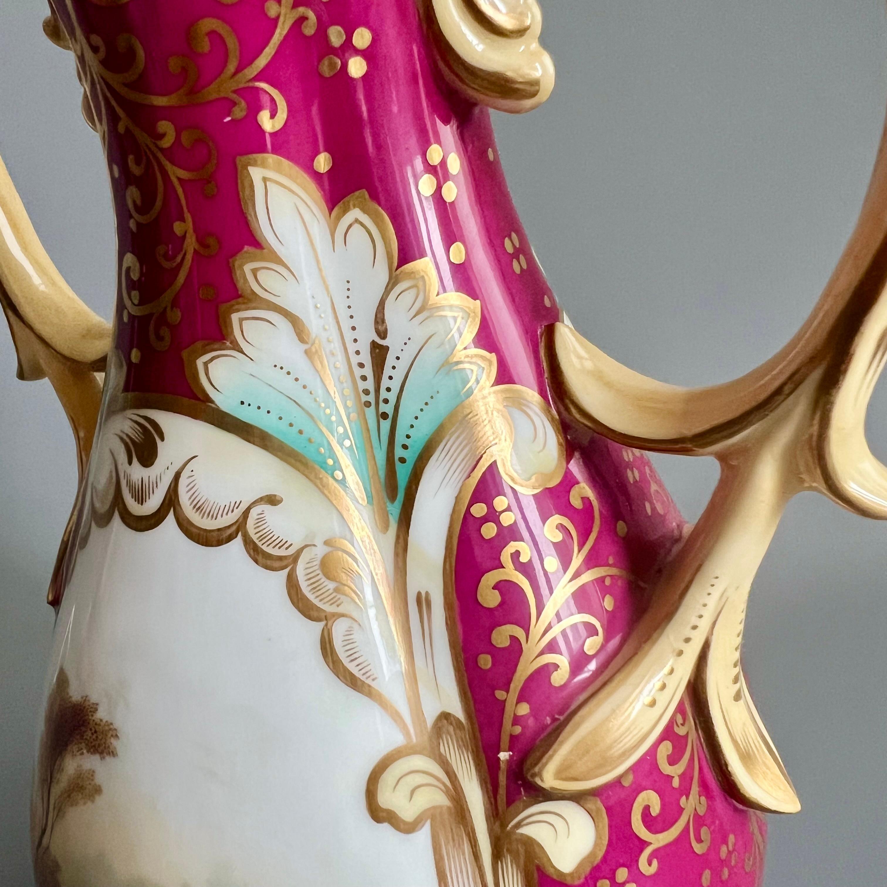 Vaso in porcellana Samuel Alcock, marrone con paesaggi, Rococò Revival, 1840 ca. in vendita 3