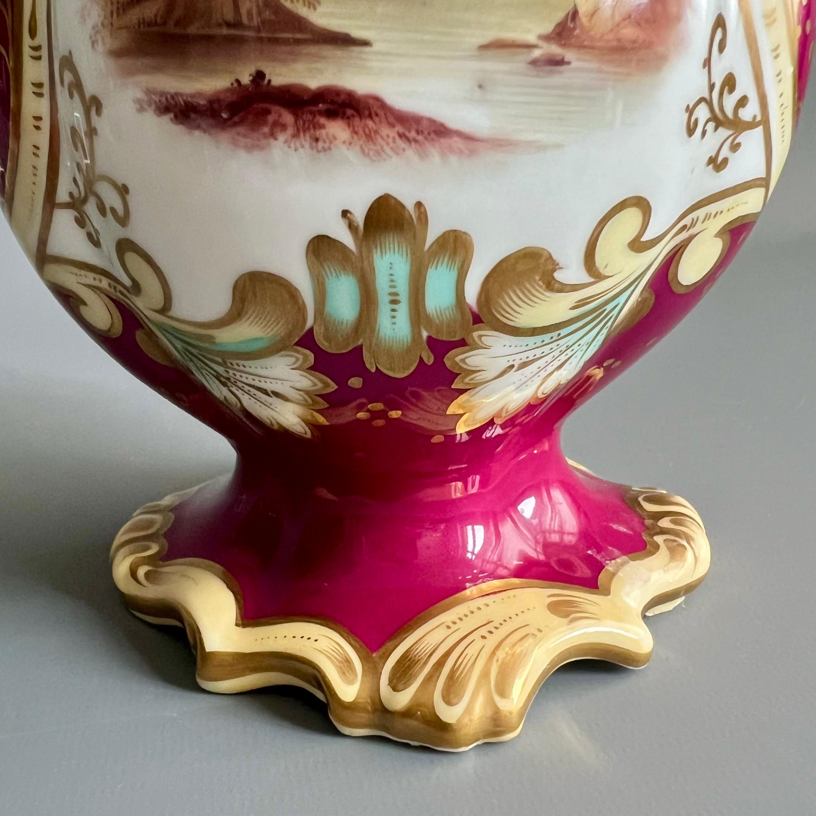 Vaso in porcellana Samuel Alcock, marrone con paesaggi, Rococò Revival, 1840 ca. in vendita 4