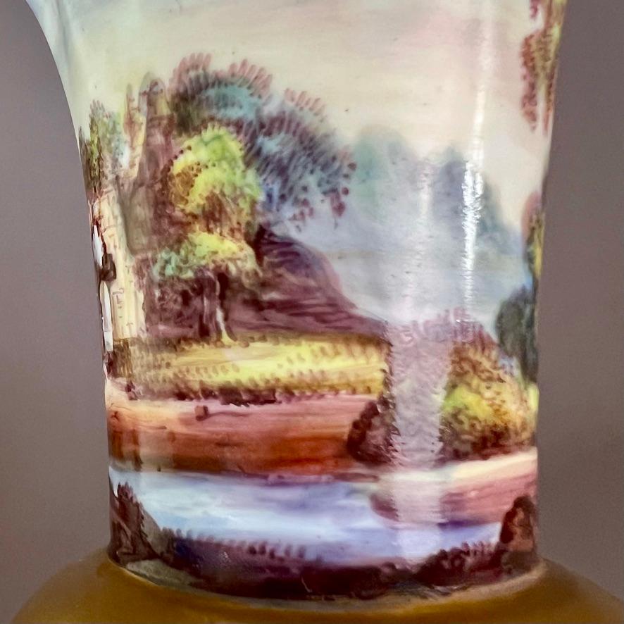 Samuel Alcock Rare Porcelain Vase, Wave Edge, Continuous Fine Landscape, ca 1826 For Sale 3