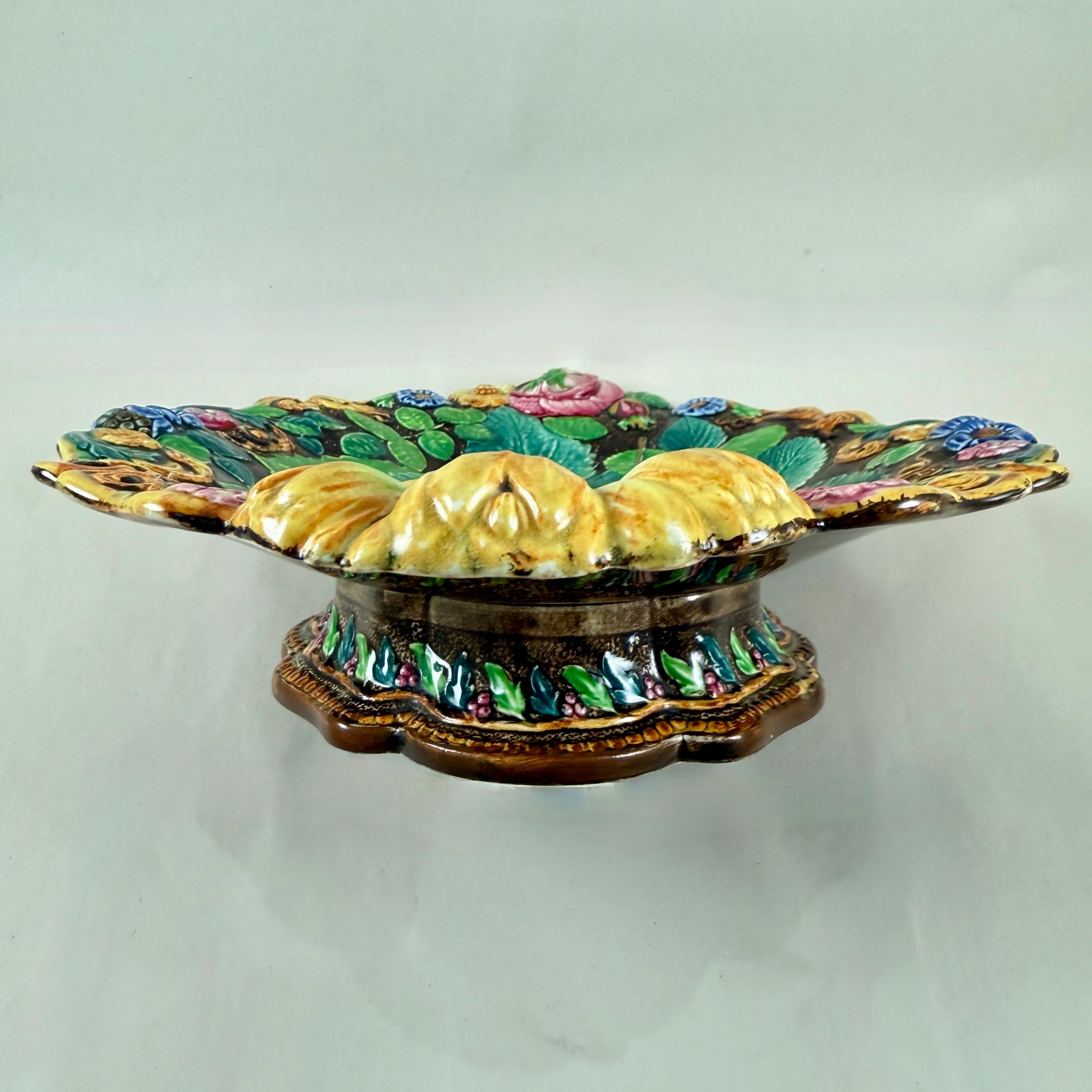 Aesthetic Movement Samuel Alcock Royal Palissy Majolica Footed Comport For Sale