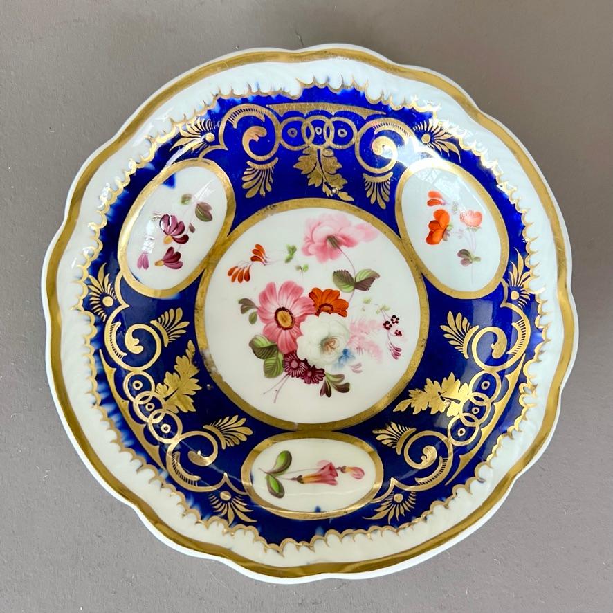 Samuel Alcock Solitaire Tea Set, Cobalt Blue, Gilt Vines and Flowers, ca 1825 For Sale 5