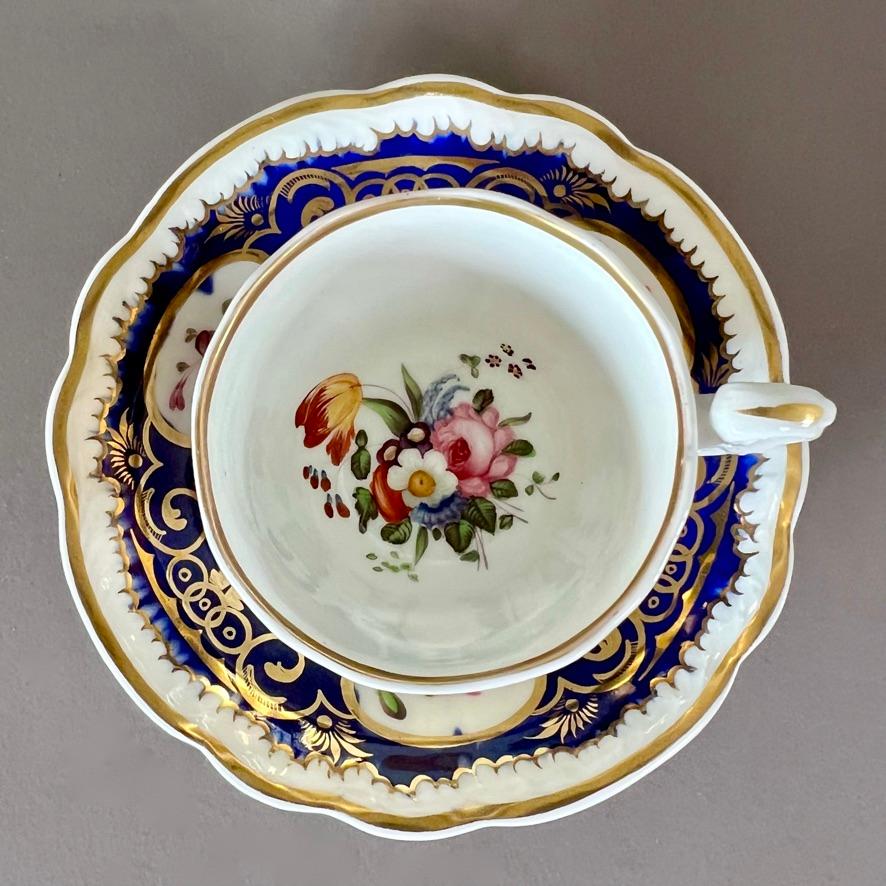 Samuel Alcock Solitaire Tea Set, Cobalt Blue, Gilt Vines and Flowers, ca 1825 For Sale 6
