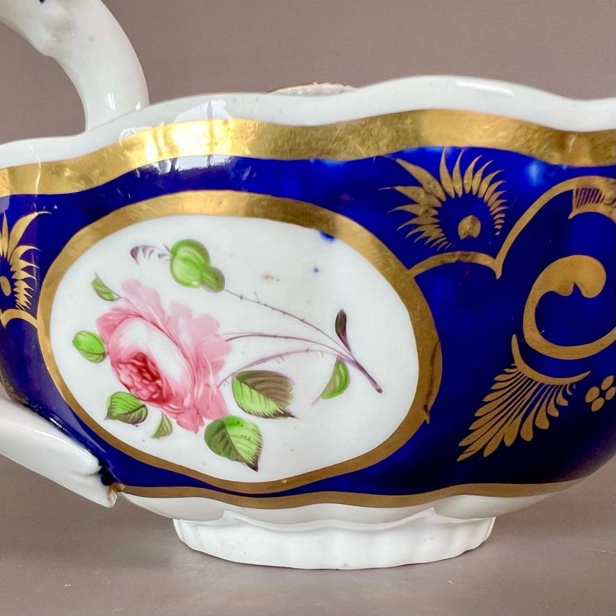 English Samuel Alcock Solitaire Tea Set, Cobalt Blue, Gilt Vines and Flowers, ca 1825 For Sale