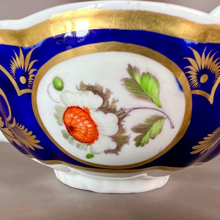 Samuel Alcock Solitaire Tea Set, Cobalt Blue, Gilt Vines and Flowers, ca 1825 In Good Condition For Sale In London, GB