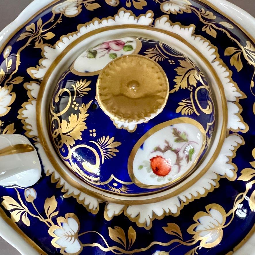 Early 19th Century Samuel Alcock Solitaire Tea Set, Cobalt Blue, Gilt Vines and Flowers, ca 1825 For Sale