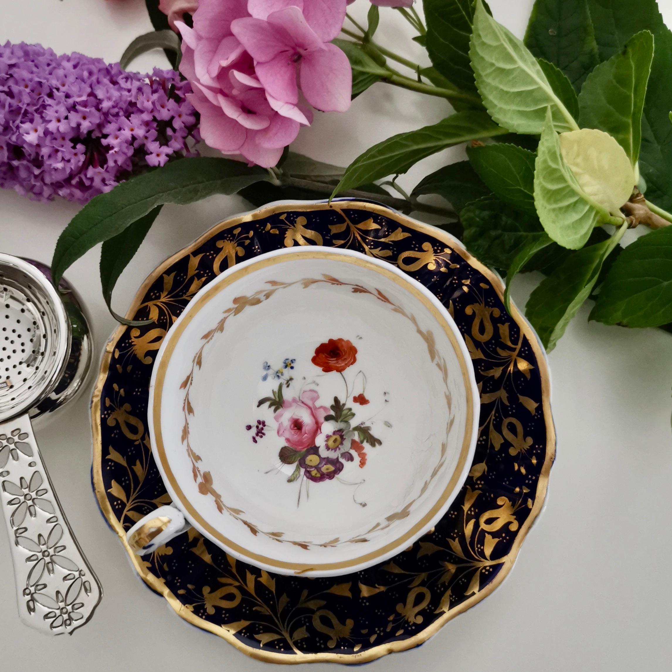 On offer is a teacup and saucer made by Samuel Alcock circa year 1820 during the Regency era.

Samuel Alcock was one of the many potters in Staffordshire such as Spode, Coalport, H&R Daniel and many others during the 1830s and 1840s. He was