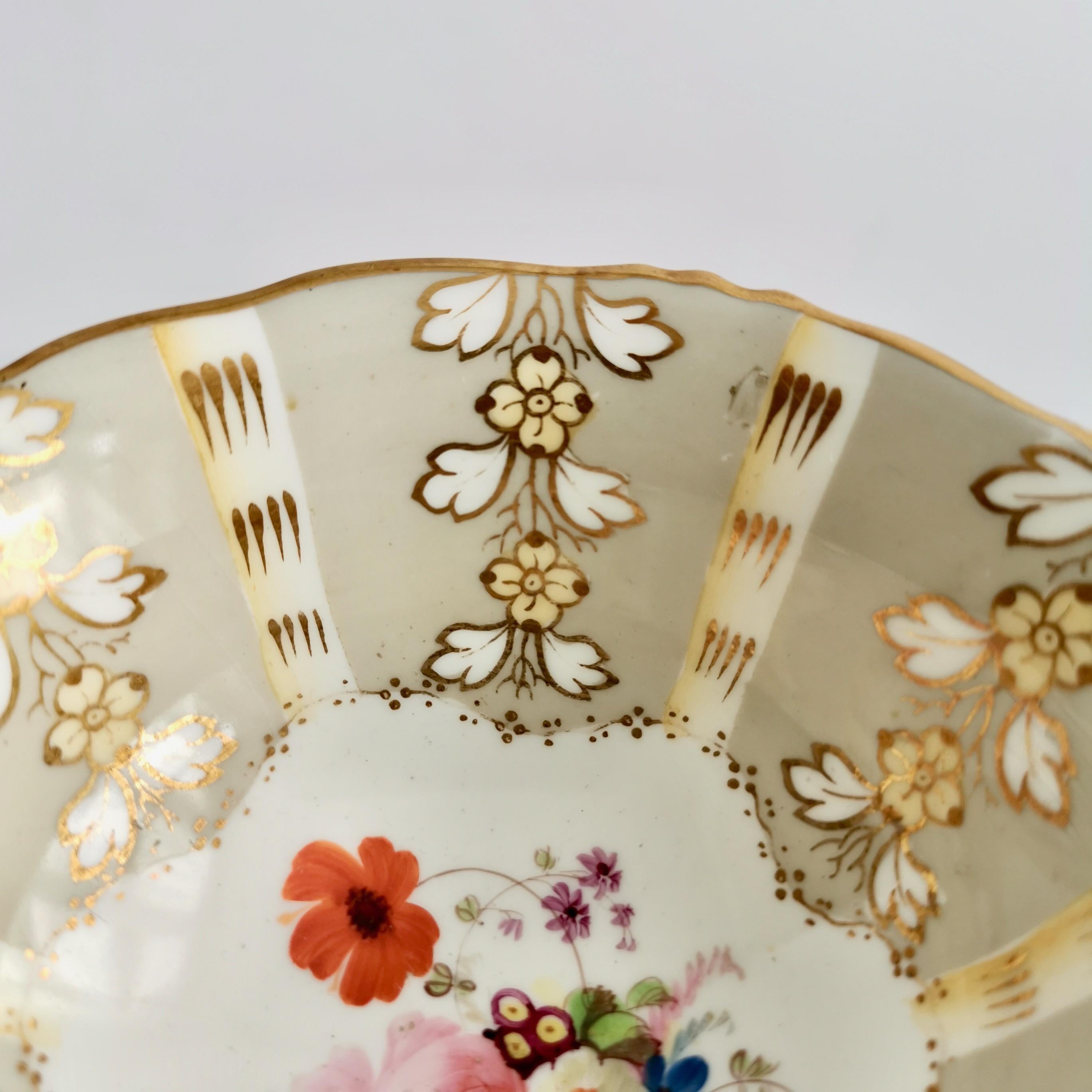 Samuel Alcock Teacup, Grey Striped with Flower Rococo Revival, circa 1845 4