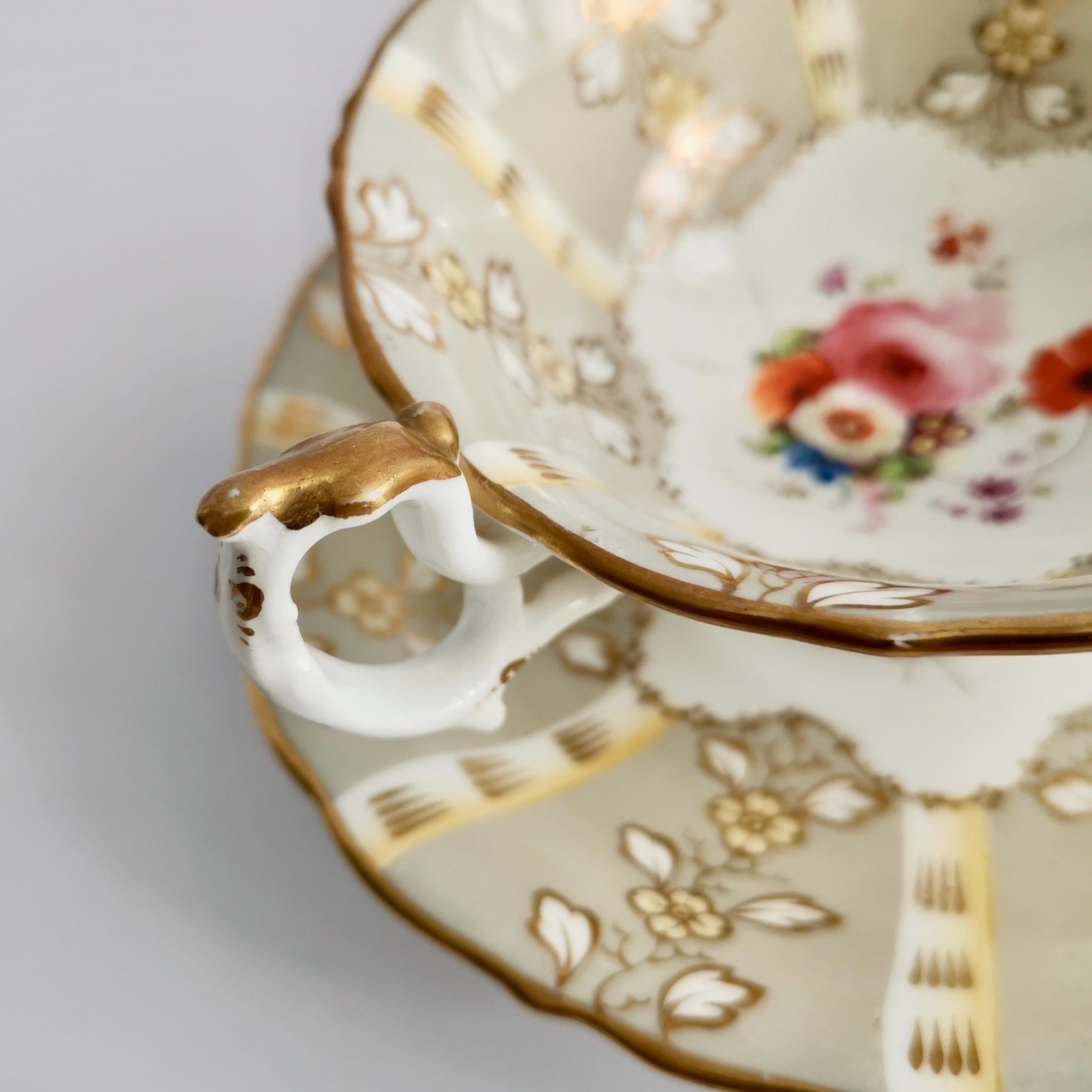 Samuel Alcock Teacup, Grey Striped with Flower Rococo Revival, circa 1845 6
