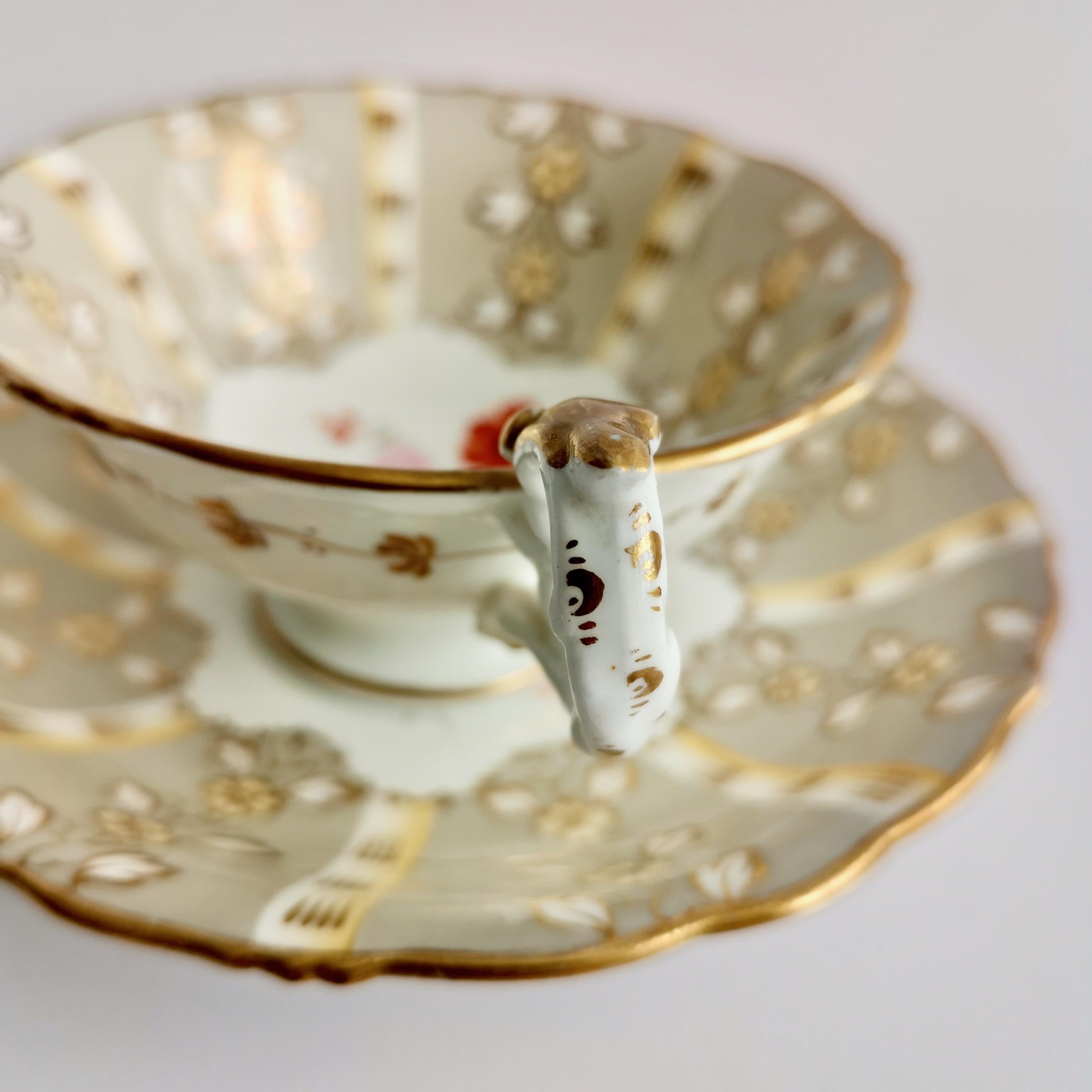 Samuel Alcock Teacup, Grey Striped with Flower Rococo Revival, circa 1845 7