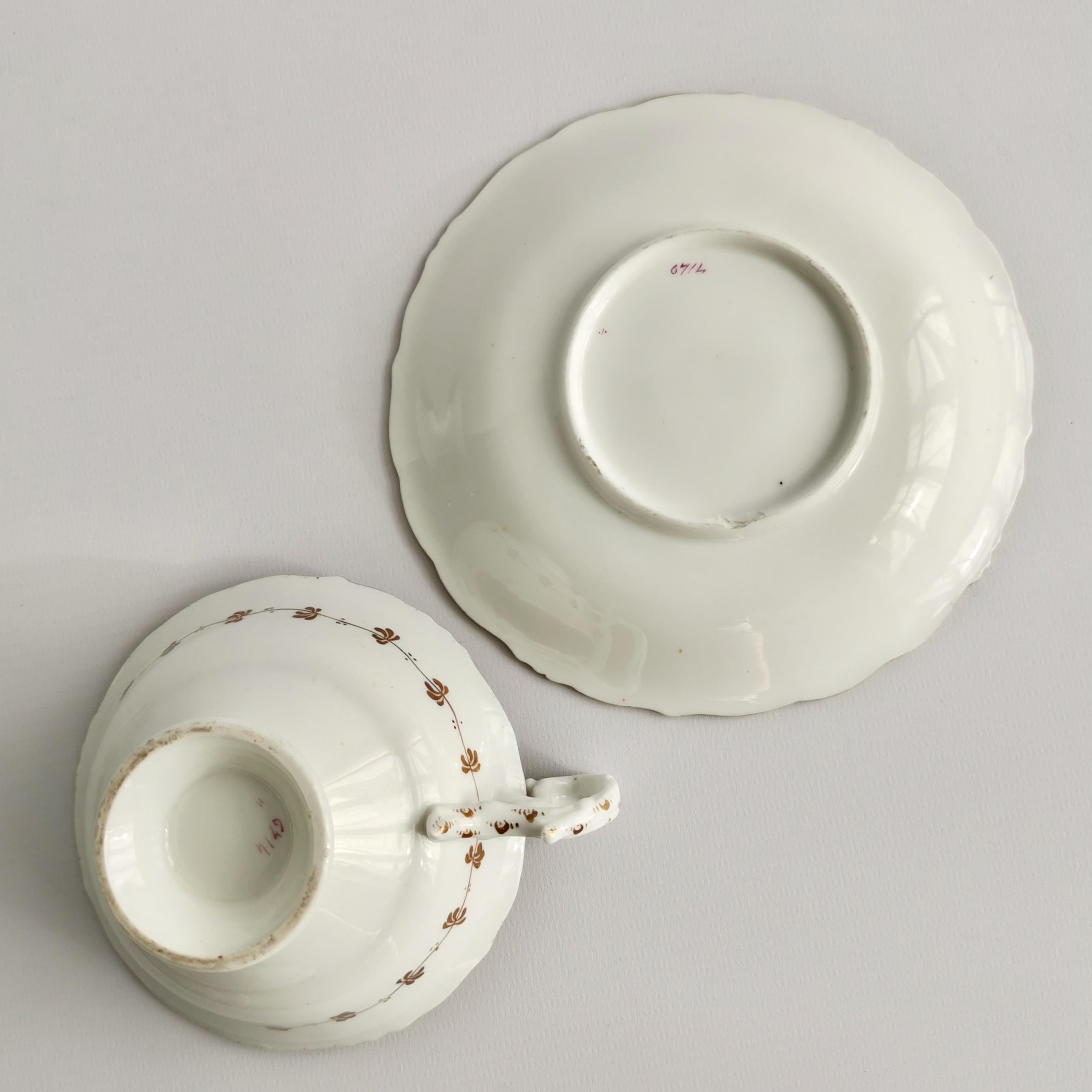 Samuel Alcock Teacup, Grey Striped with Flower Rococo Revival, circa 1845 8