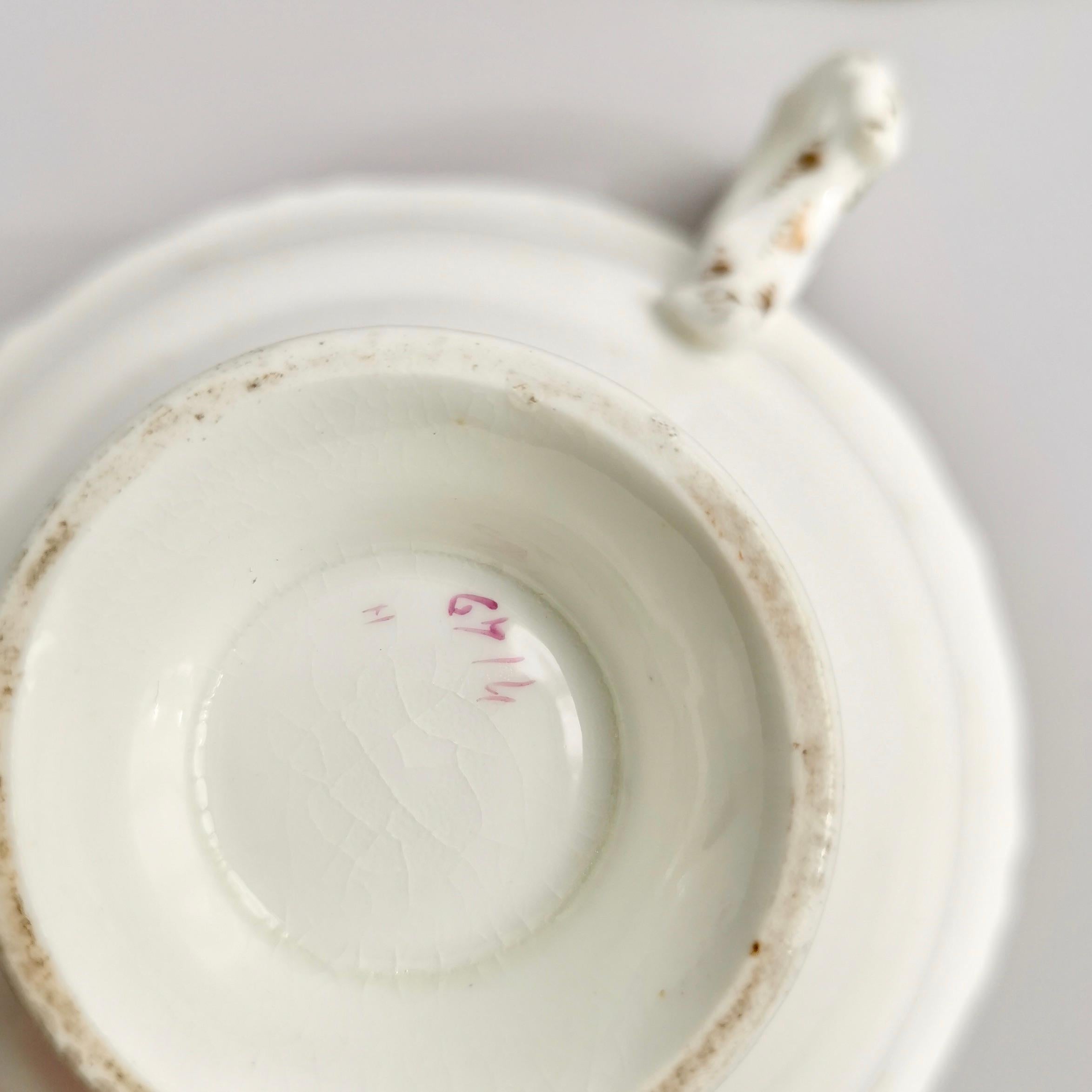 Samuel Alcock Teacup, Grey Striped with Flower Rococo Revival, circa 1845 10