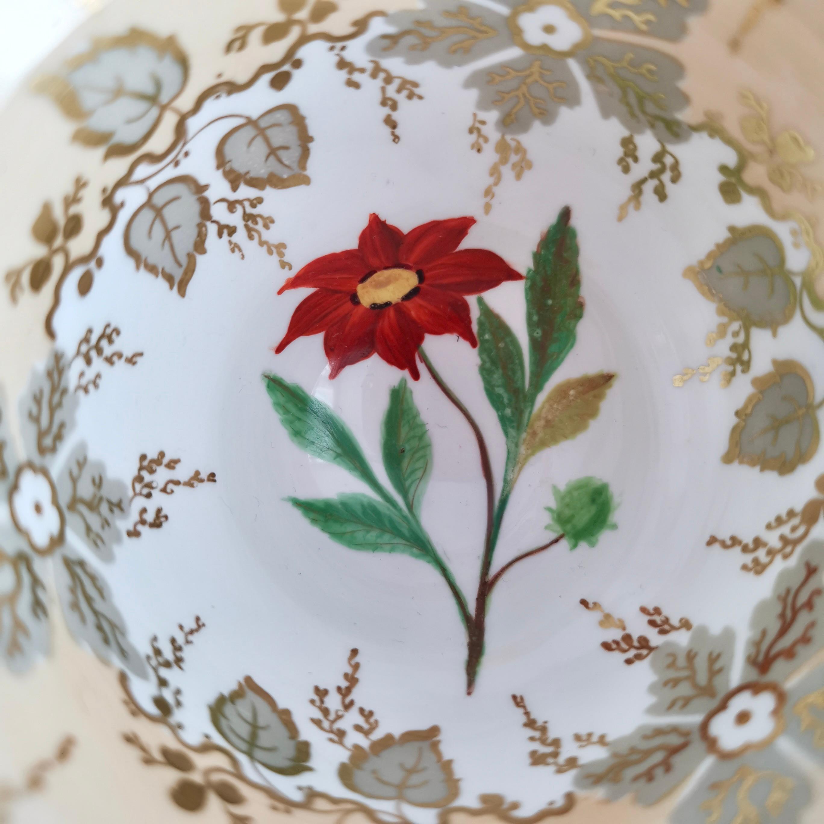 Trio de tasses à thé Samuel Alcock, beige avec fleurs peintes à la main, néo-rococo 1841 en vente 4