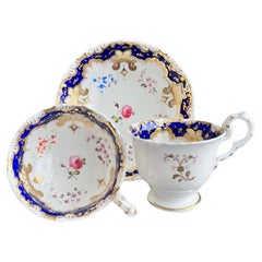 Samuel Alcock Teacup Trio, Cobalt Blue with Flowers Patt 5246, ca 1837