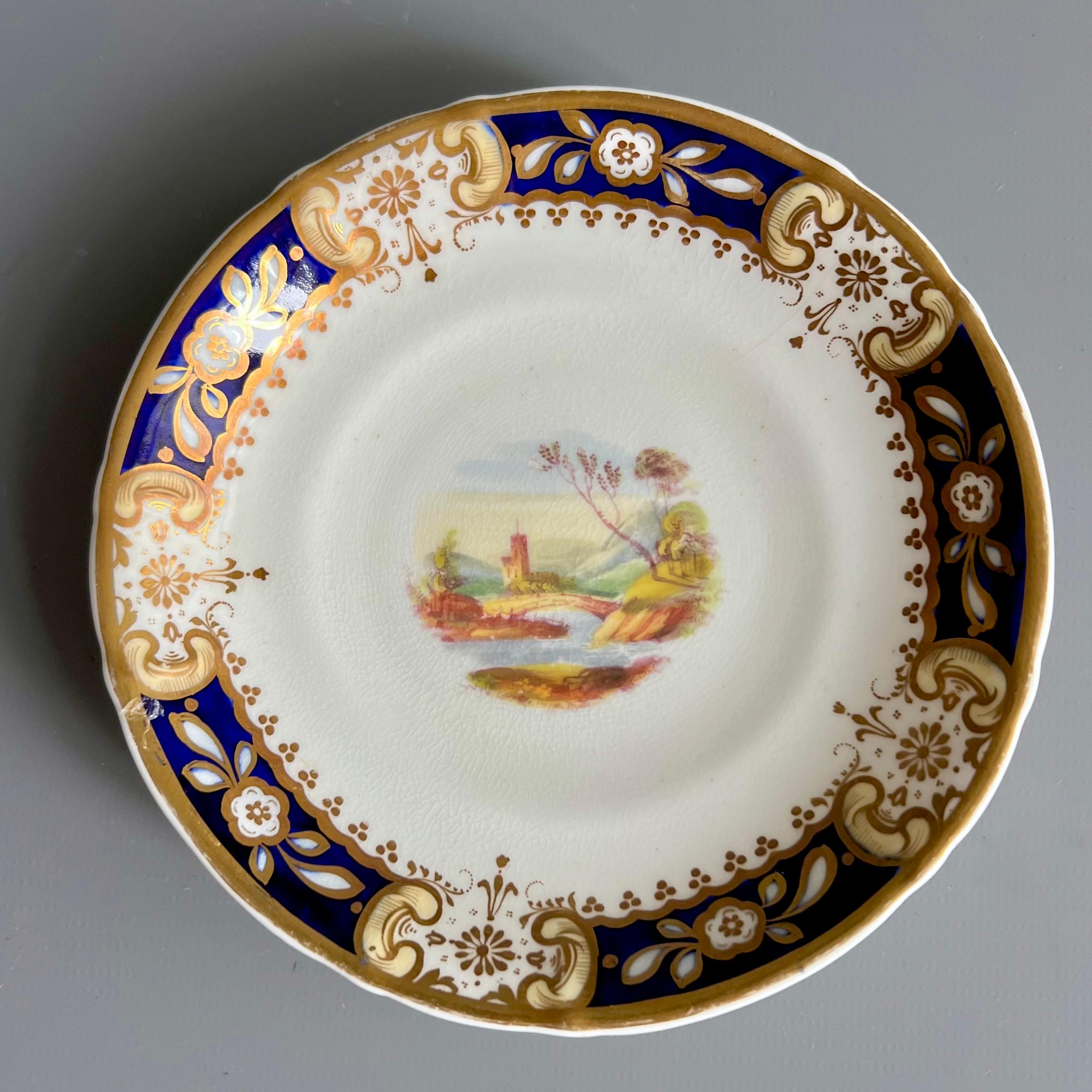 Anglais Trio de tasses à thé de Samuel Alcock, très beaux paysages peints à la main, vers 1831 en vente