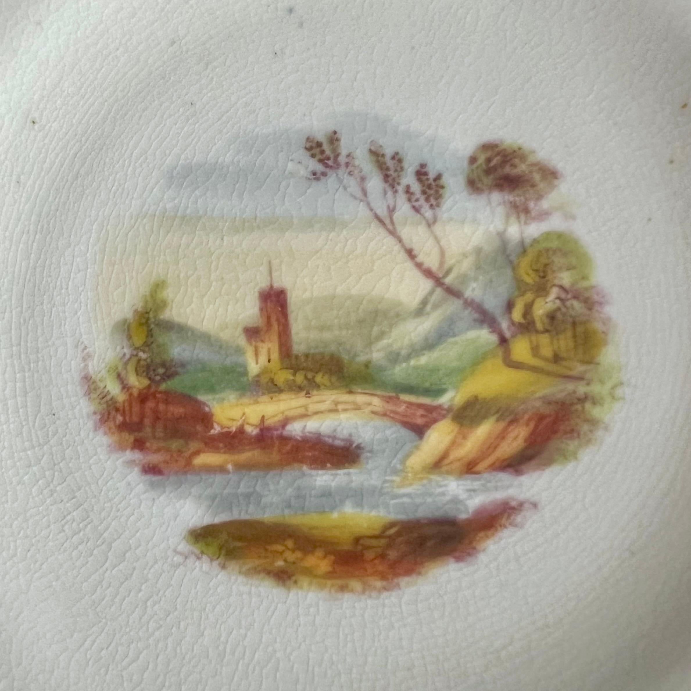 Trio de tasses à thé de Samuel Alcock, très beaux paysages peints à la main, vers 1831 en vente 1