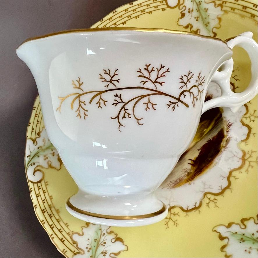 Samuel Alcock Teacup Trio, Yellow with Fine Romantic Landscapes, ca 1845 For Sale 6