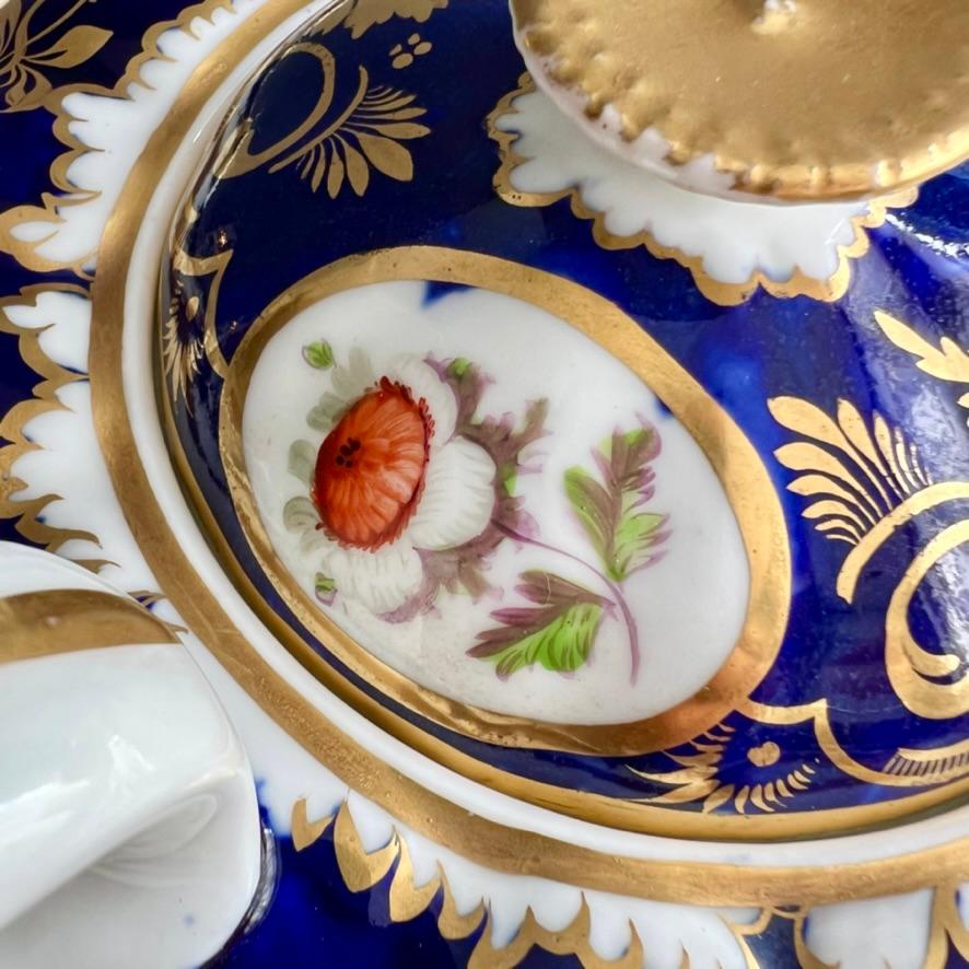 Théière Samuel Alcock, bleu cobalt, vignes et fleurs dorées, vers 1825 en vente 3