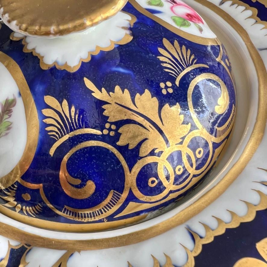 Théière Samuel Alcock, bleu cobalt, vignes et fleurs dorées, vers 1825 en vente 4