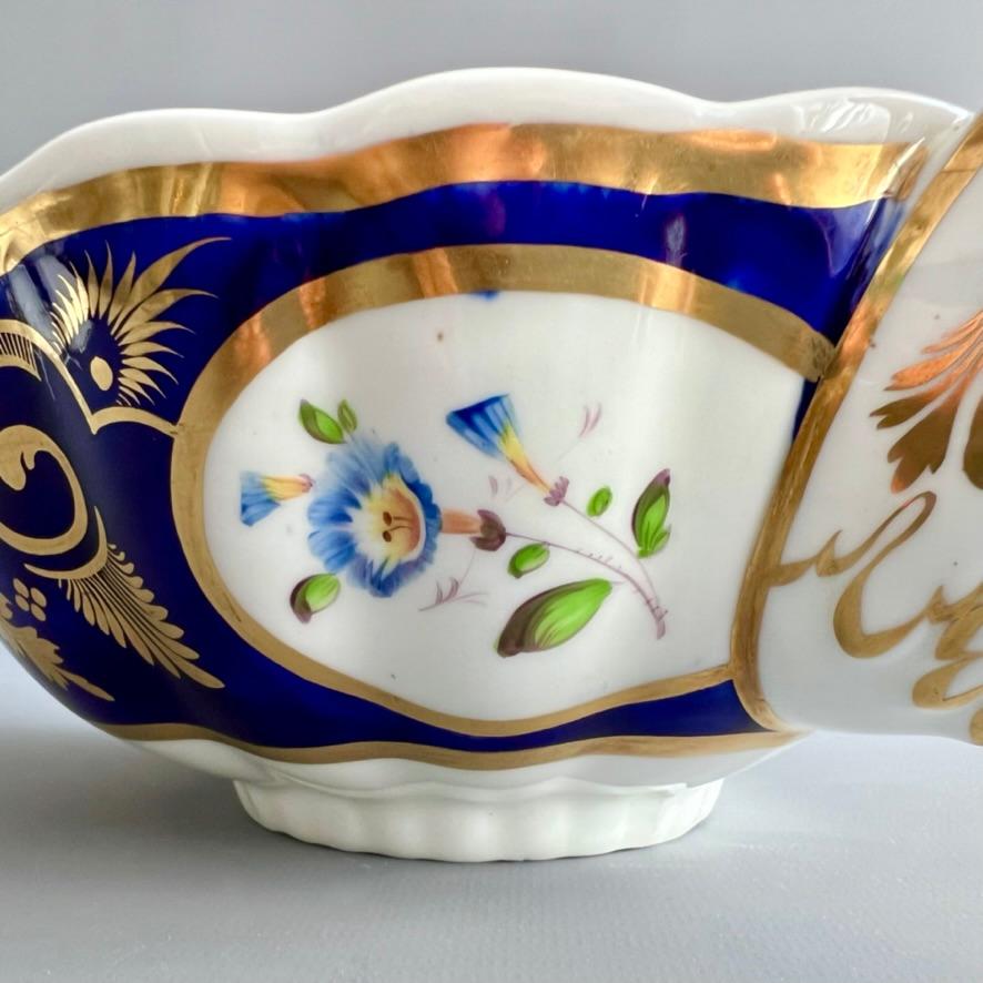 Porcelaine Théière Samuel Alcock, bleu cobalt, vignes et fleurs dorées, vers 1825 en vente