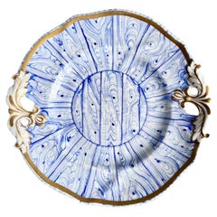 Porta teiera/piatto Samuel Alcock, finto legno blu, stile Rococò, 1828 ca.