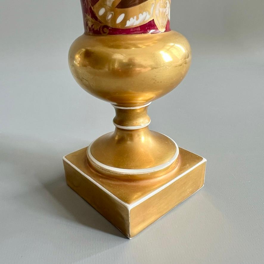 Jarrón Samuel Alcock, borde ondulado, granate, dorado intenso, reserva de flores, ca. 1825 en venta 4