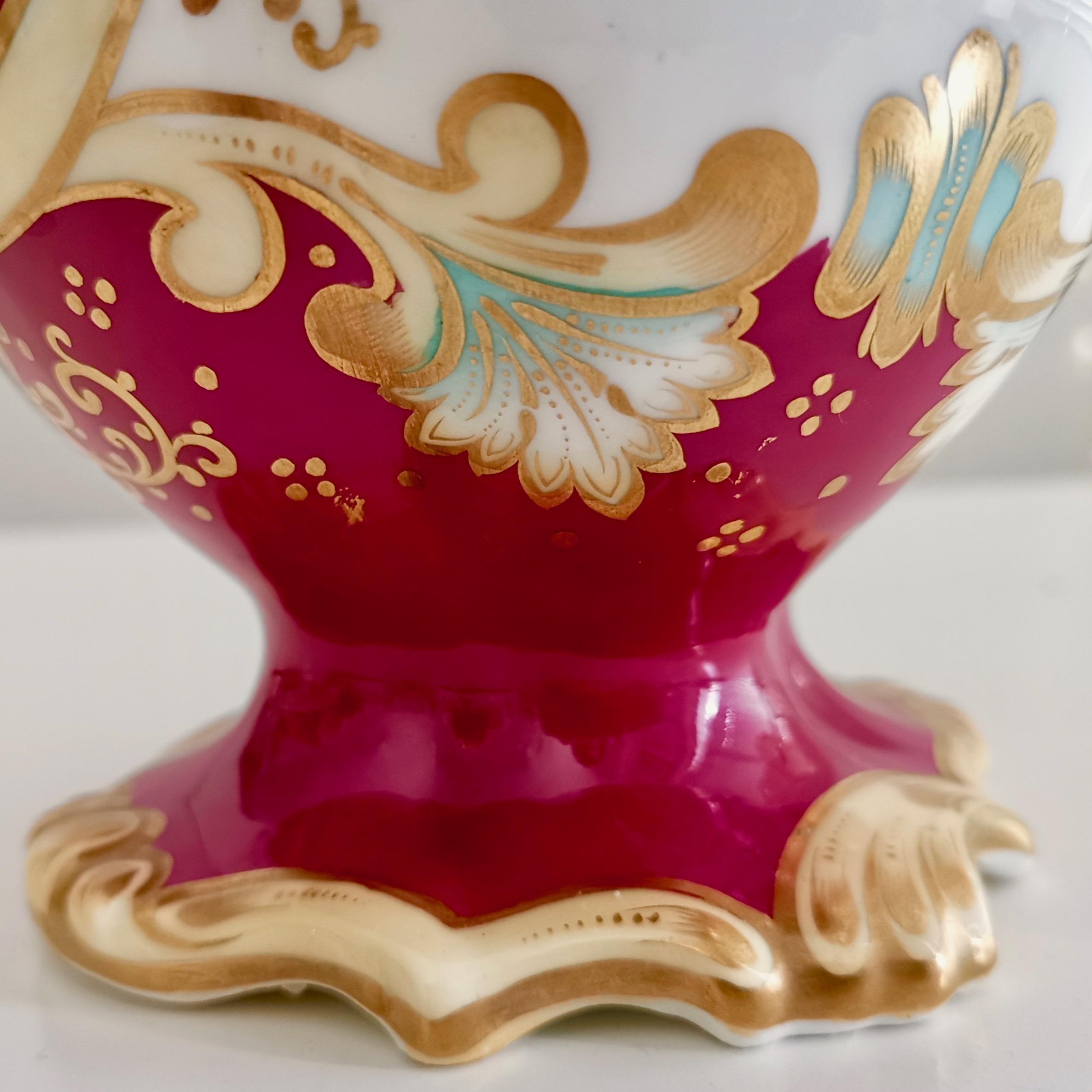 Samuel Alcock Porcelain Vase, Maroon with Landscapes, Rococo Revival, ca 1840 For Sale 1