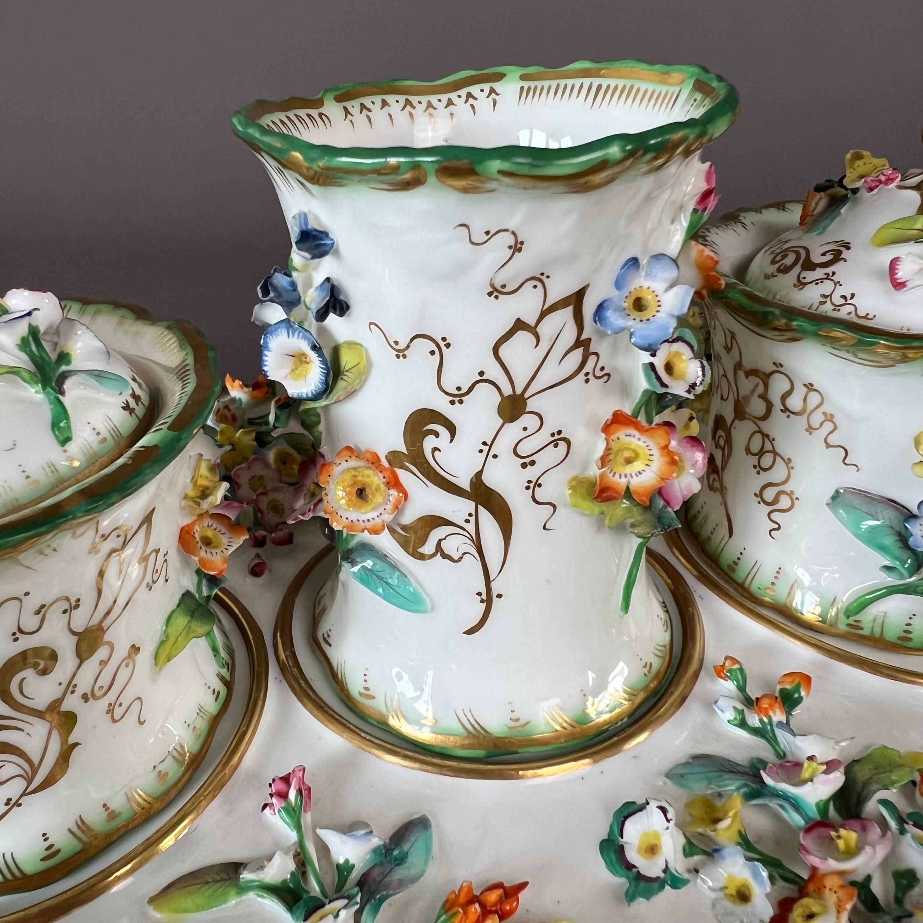 Samuel Alcock Writing Desk Set Coalbrookdale Porcelain Encrusted Flowers, ca1830 For Sale 3