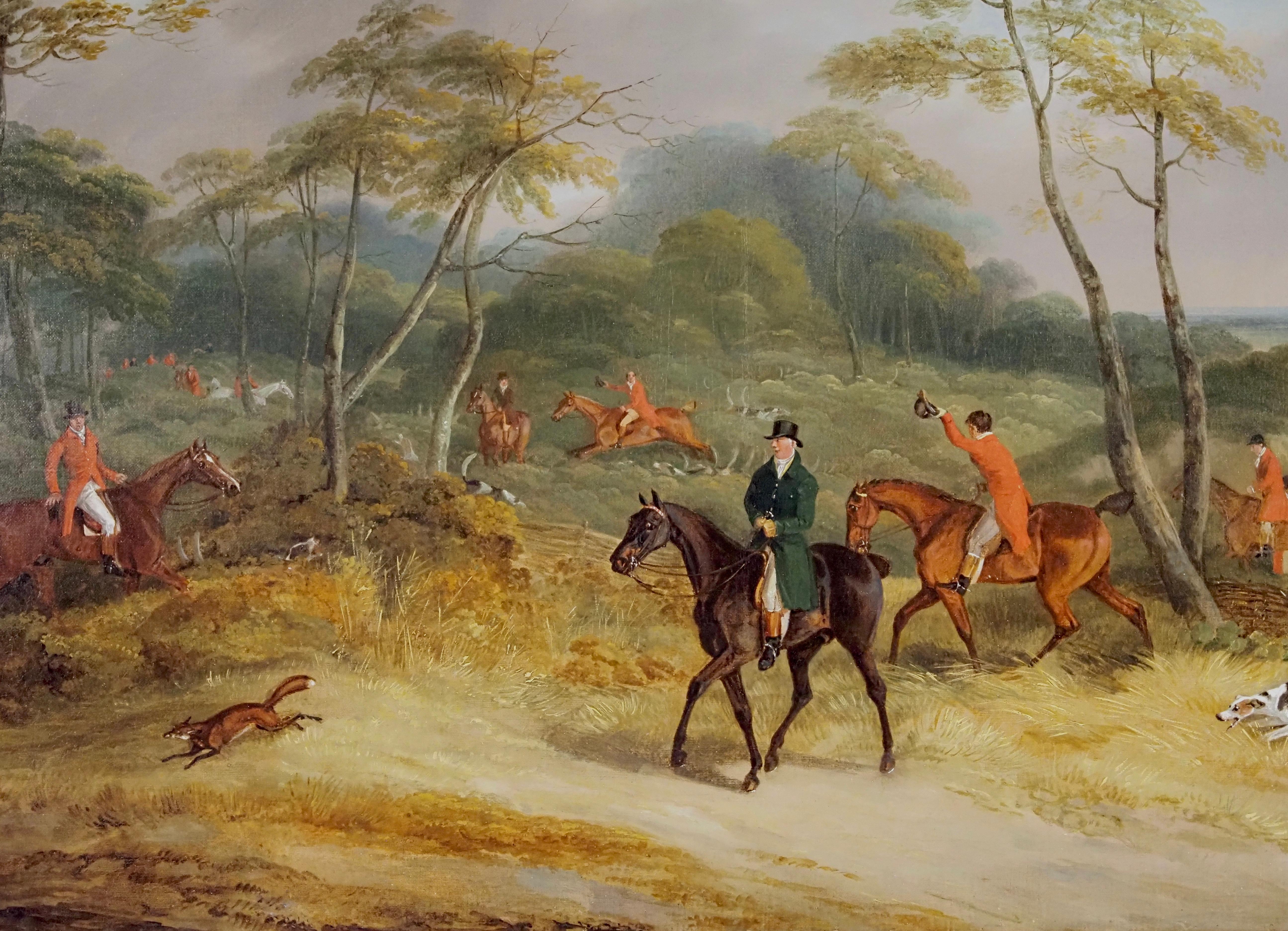 Samuel Alken Jnr (1784-1825)
The Hunt Breaking Cover
Signiert 'S. Alken.' unten rechts
Öl auf Leinwand
Leinwandgröße - 24 x 36 Zoll
Gerahmte Größe - 31 x 42 1/2 Zoll

Samuel Alken junior war der älteste Sohn des Sportkünstlers Samuel Alken