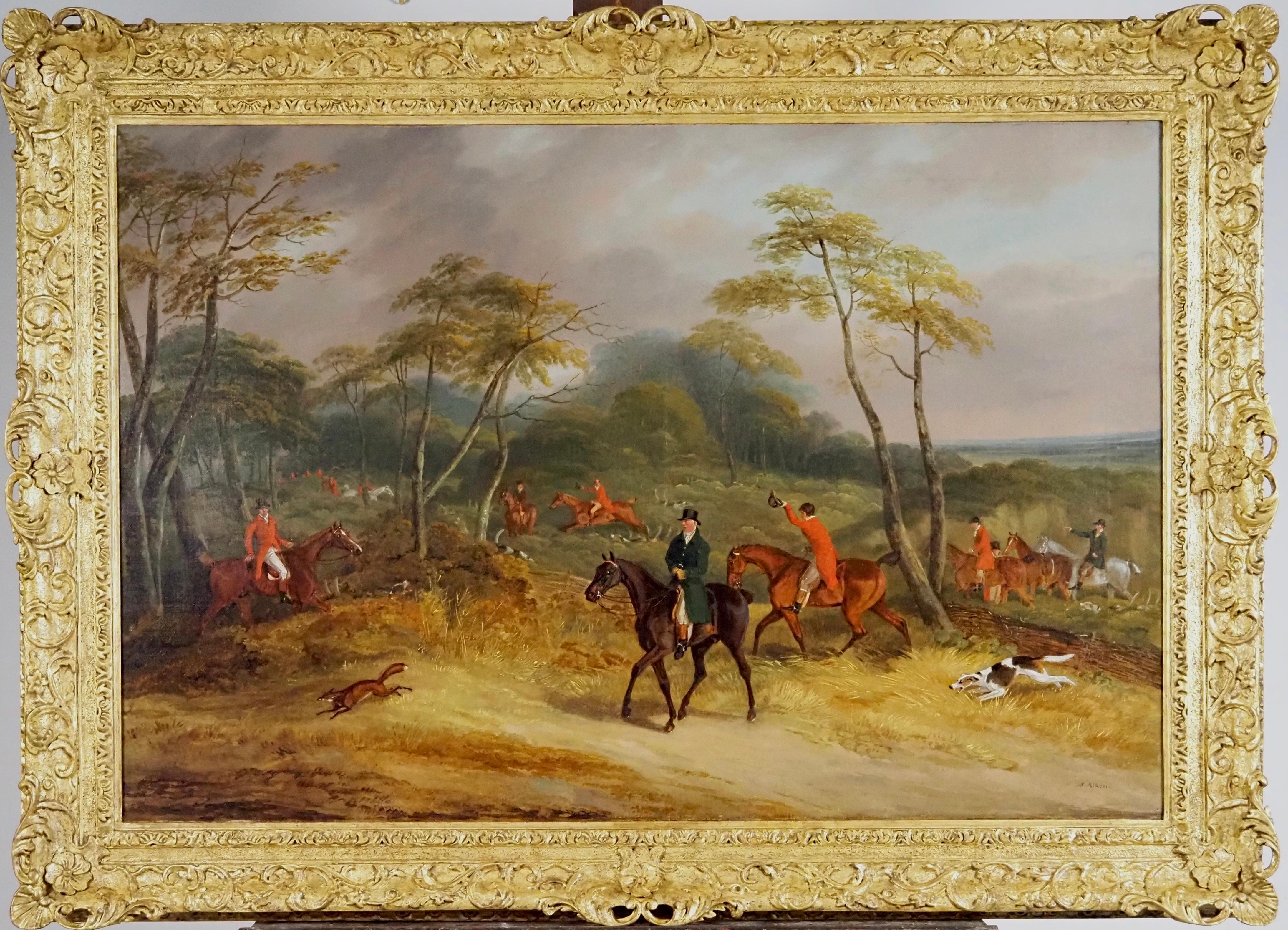 Samuel Alken Jr. Landscape Painting - The Hunt Breaking cover