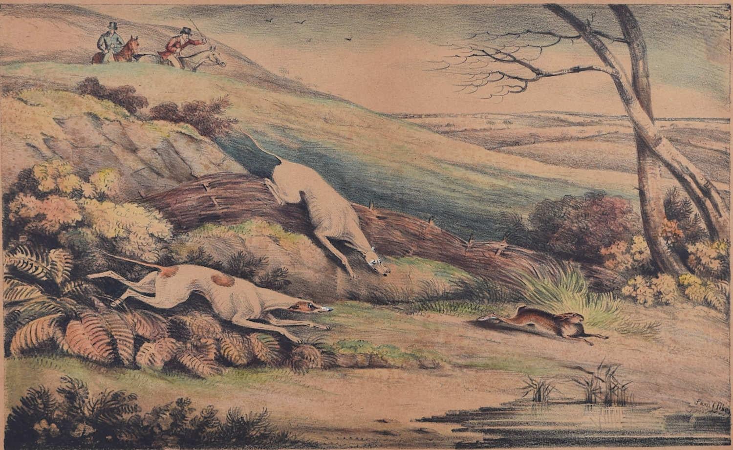 Landscape Print de Samuel Alken Jr. - Escena de carreras, aguafuerte de Samuel Alken