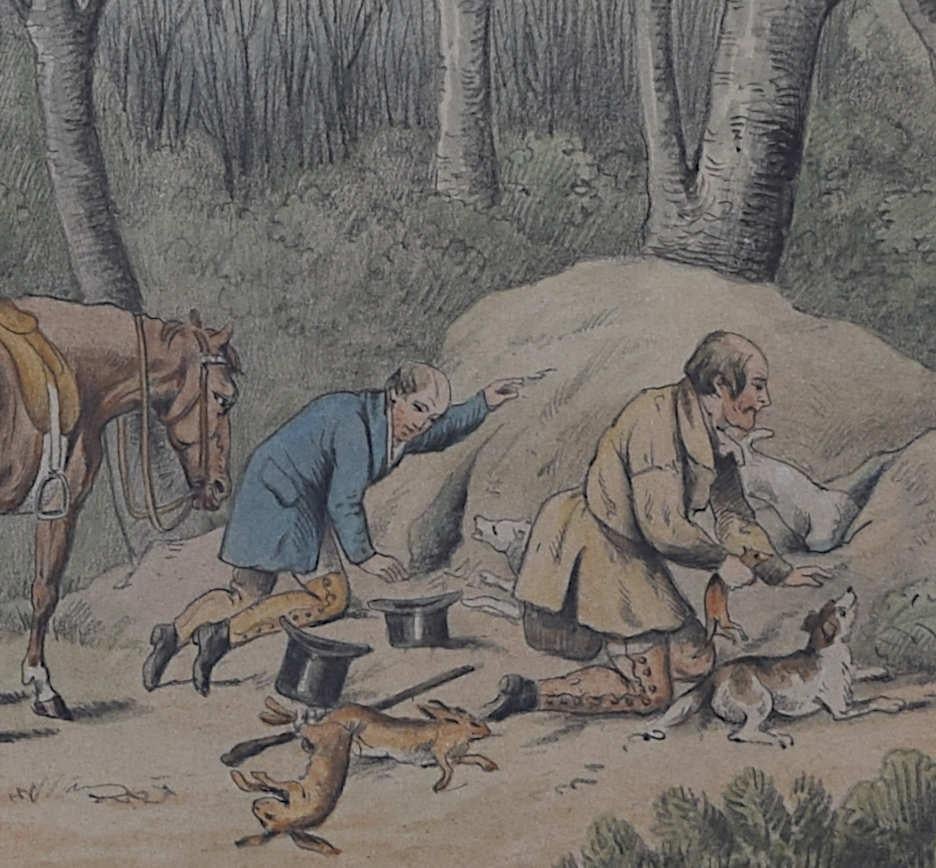 Poachers ferretting rabbits, watercolour after Samuel Alken Jnr. - Print by Samuel Alken Jr.