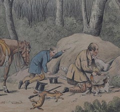 Poachers ferretting rabbits, watercolour after Samuel Alken Jnr.